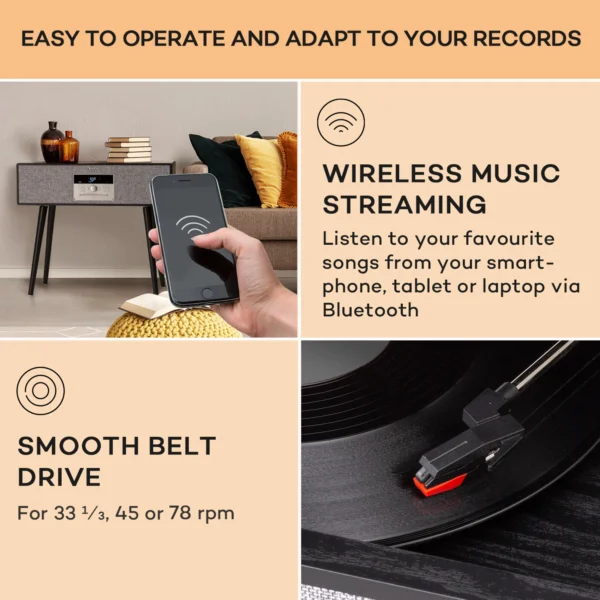 Auna Julie Ann, retro stereo sistem, gramofon (črna) - Image 4