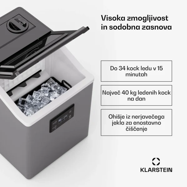 Klarstein Master-Frost ledomat (34 kock ledu v 15 minutah - kristalne kocke, 5l rezervoar za vodo ali direkten priklop na pipo) - Image 2