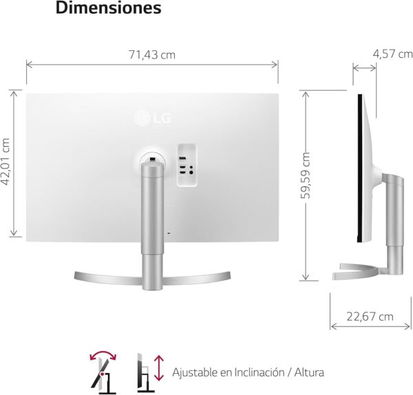 LG 32UN650K-W monitor, 81,2 cm, 4K UHD, IPS, siv (32UN650K-W.AEU) - Image 4