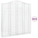 Obokane gabion košare 15kosov 200x30x200/220cm pocinkano železo - Image 2