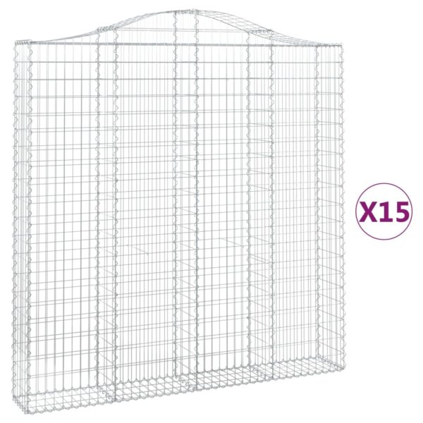 Obokane gabion košare 15kosov 200x30x200/220cm pocinkano železo - Image 2