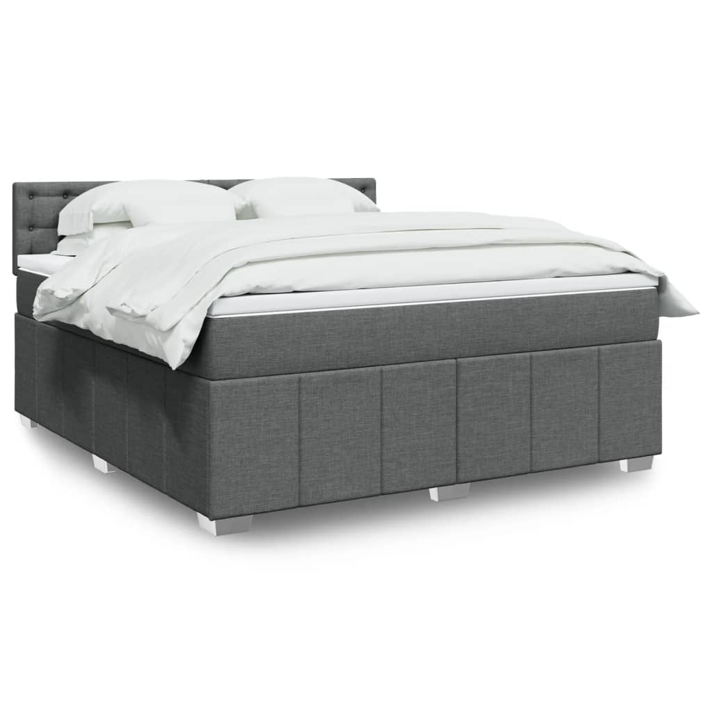 Box spring postelja z vzmetnico temno siva 180×200 cm blago