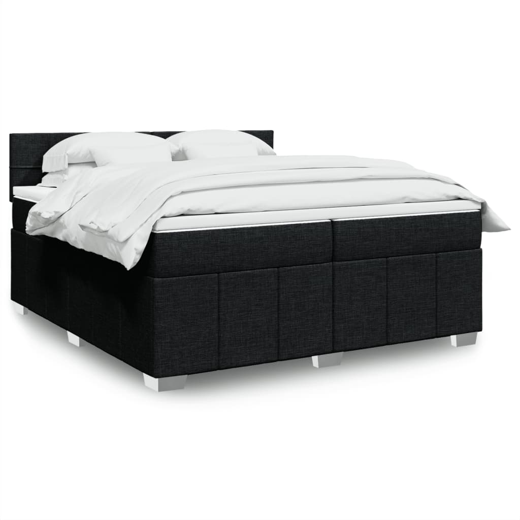 Box spring postelja z vzmetnico črn 200×200 cm blago