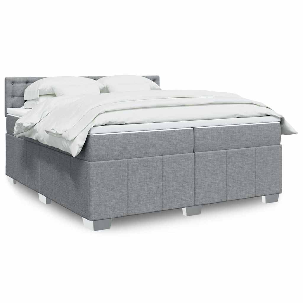 Box spring postelja z vzmetnico svetlo siva 200×200 cm blago