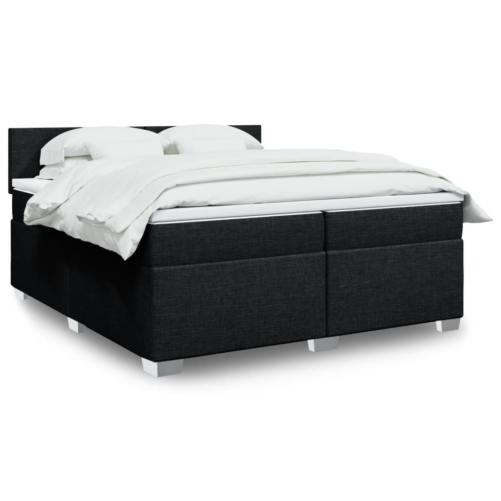 Box spring postelja z vzmetnico črn 200×200 cm blago