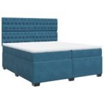 Box spring postelja z vzmetnico modra 200x200 cm žamet - Image 2