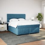 Box spring postelja z vzmetnico modra 200x200 cm žamet - Image 3