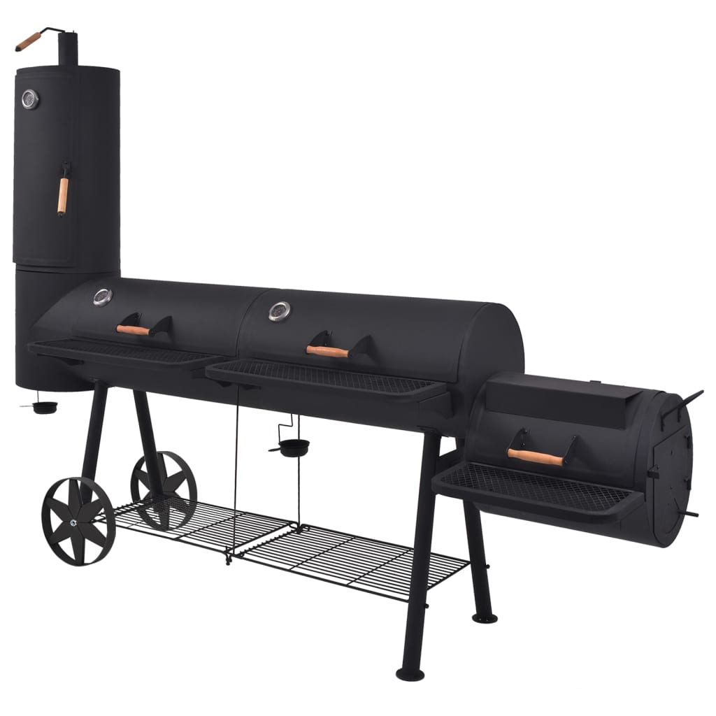 Žar na oglje smoker s spodnjo polico črne barve XXXL