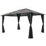 Paviljon z zaveso aluminij 4x3x2,6 m črn