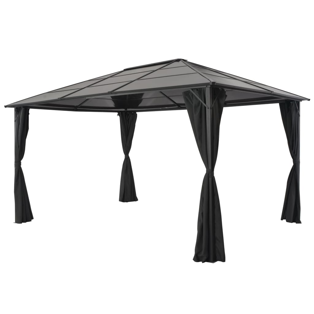 Paviljon z zaveso aluminij 4x3x2,6 m črn