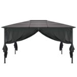Paviljon z zaveso aluminij 4x3x2,6 m črn - Image 2