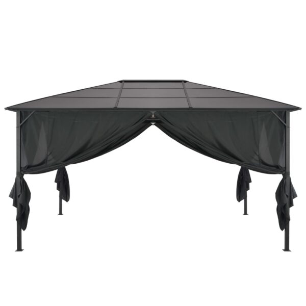 Paviljon z zaveso aluminij 4x3x2,6 m črn - Image 2