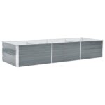 Visoka greda iz pocinkanega jekla 240x80x45 cm sive barve - Image 2