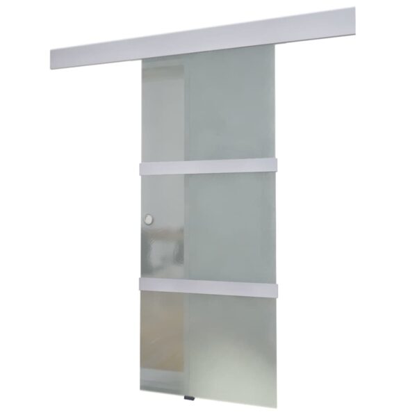 Drsna vrata steklo in aluminij 178 cm srebrna - Image 2