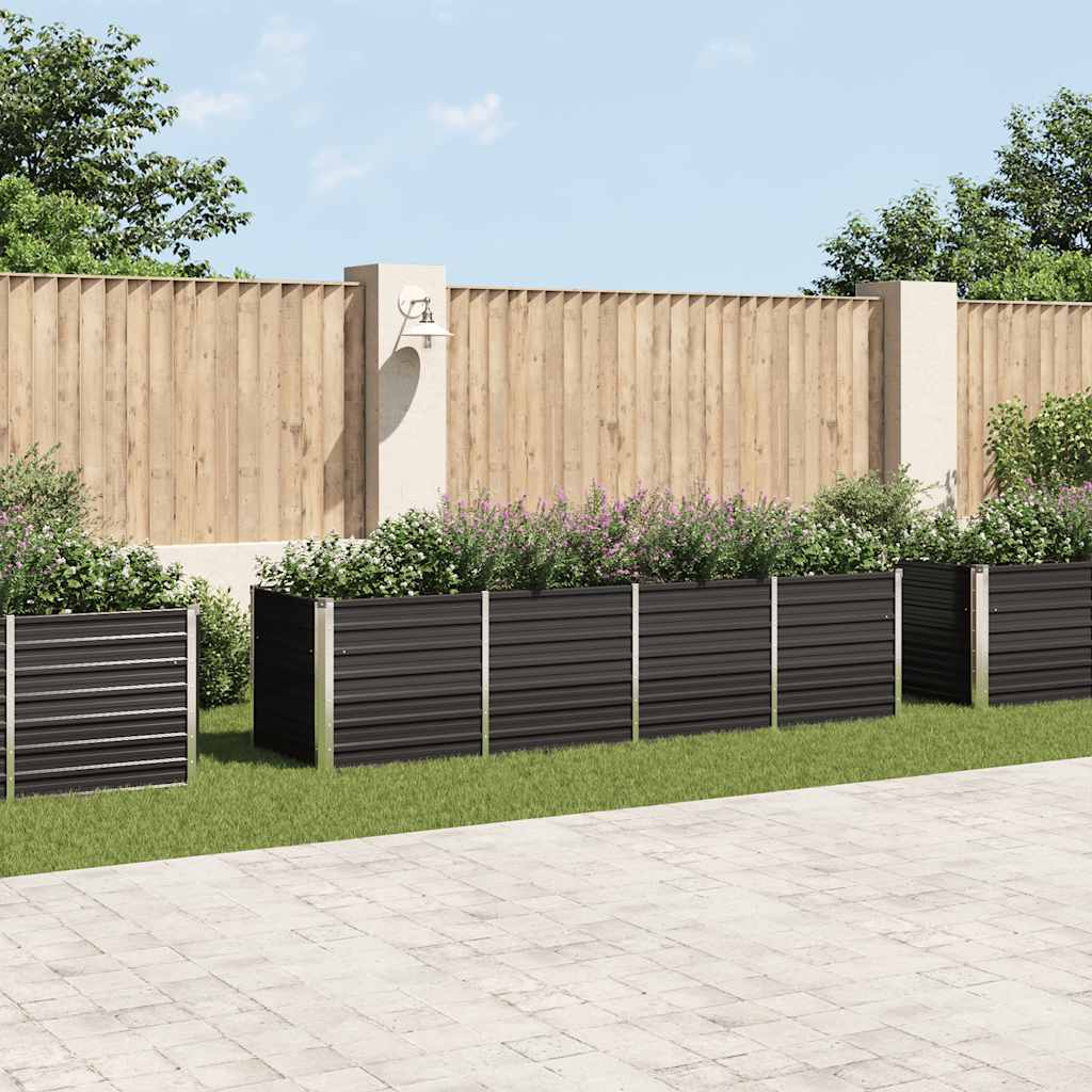 Visoka greda antracitna 320x80x77 cm pocinkano jeklo