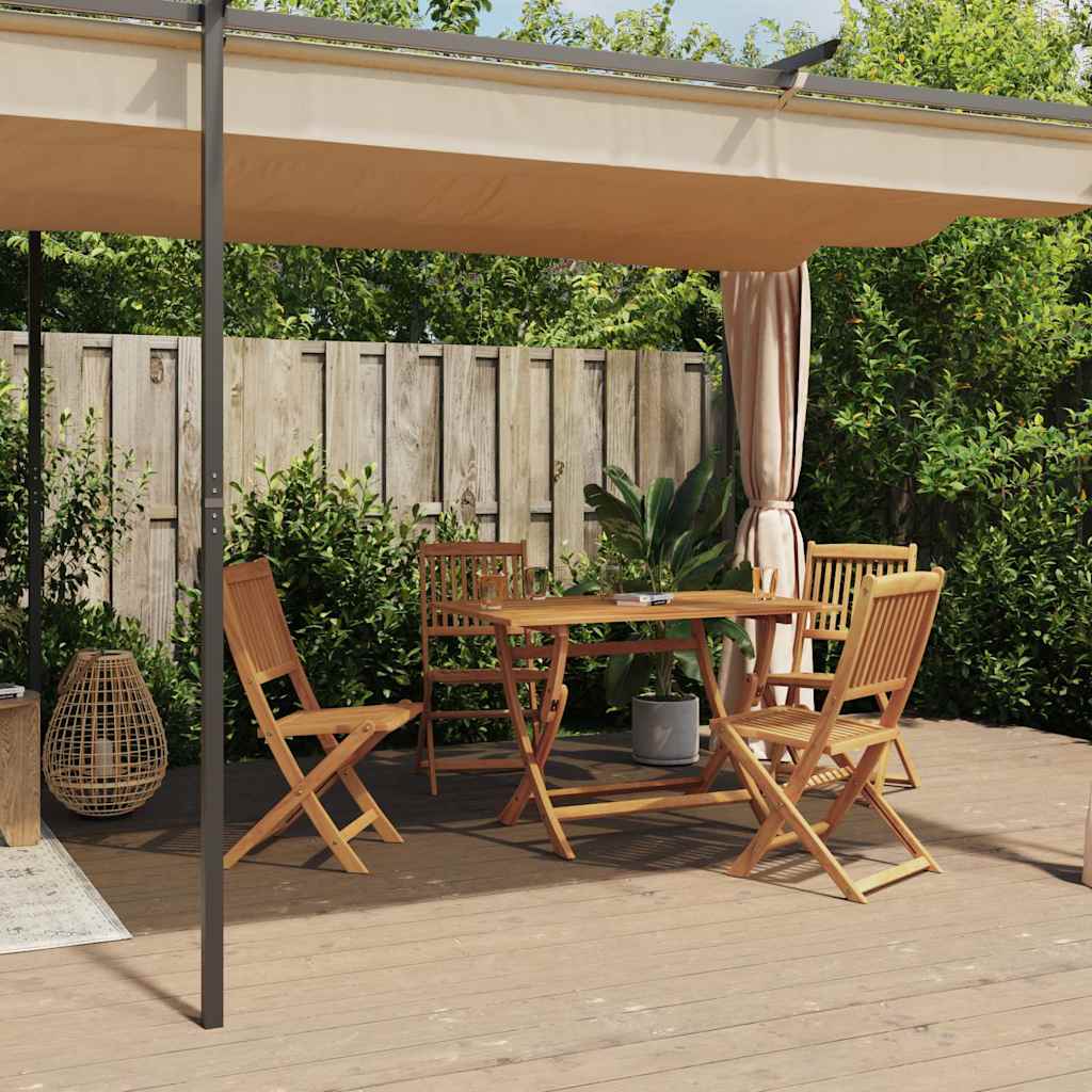 Paviljon z zavesami 3×6 m krem jeklo