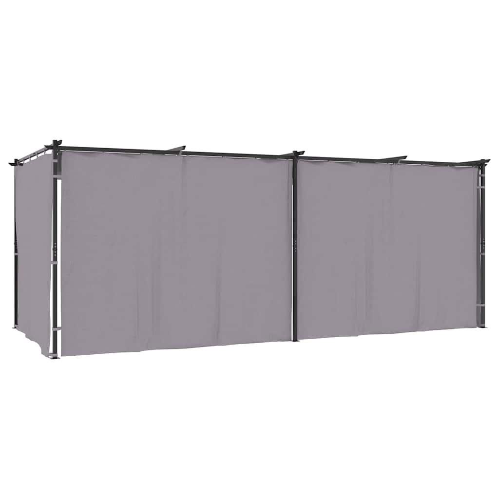 Paviljon z zavesami 3×6 m antraciten jeklen