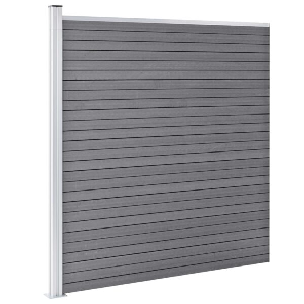 WPC ograjni paneli 4 kvadratni + 1 poševni 792x186 cm sivi - Image 3