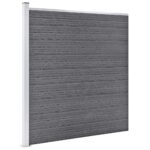 WPC ograjni paneli 7 kvadratnih + 1 poševni 1311x186 cm sivi - Image 2
