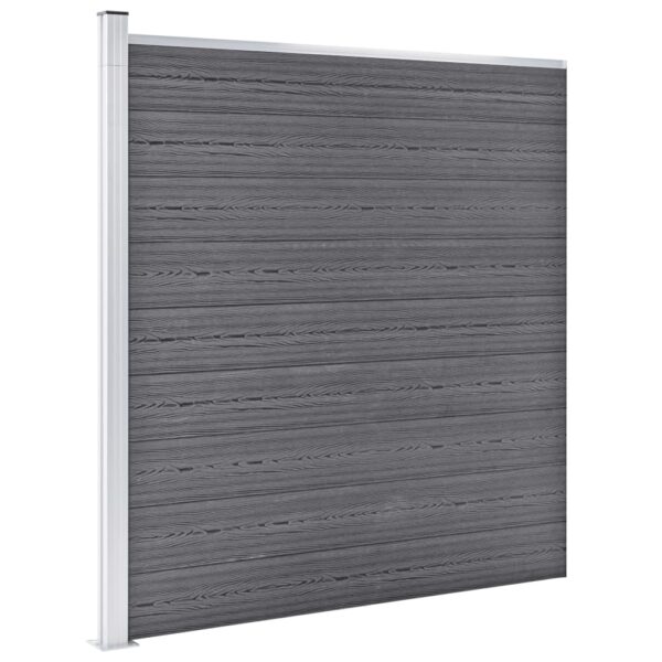 WPC ograjni paneli 7 kvadratnih + 1 poševni 1311x186 cm sivi - Image 2