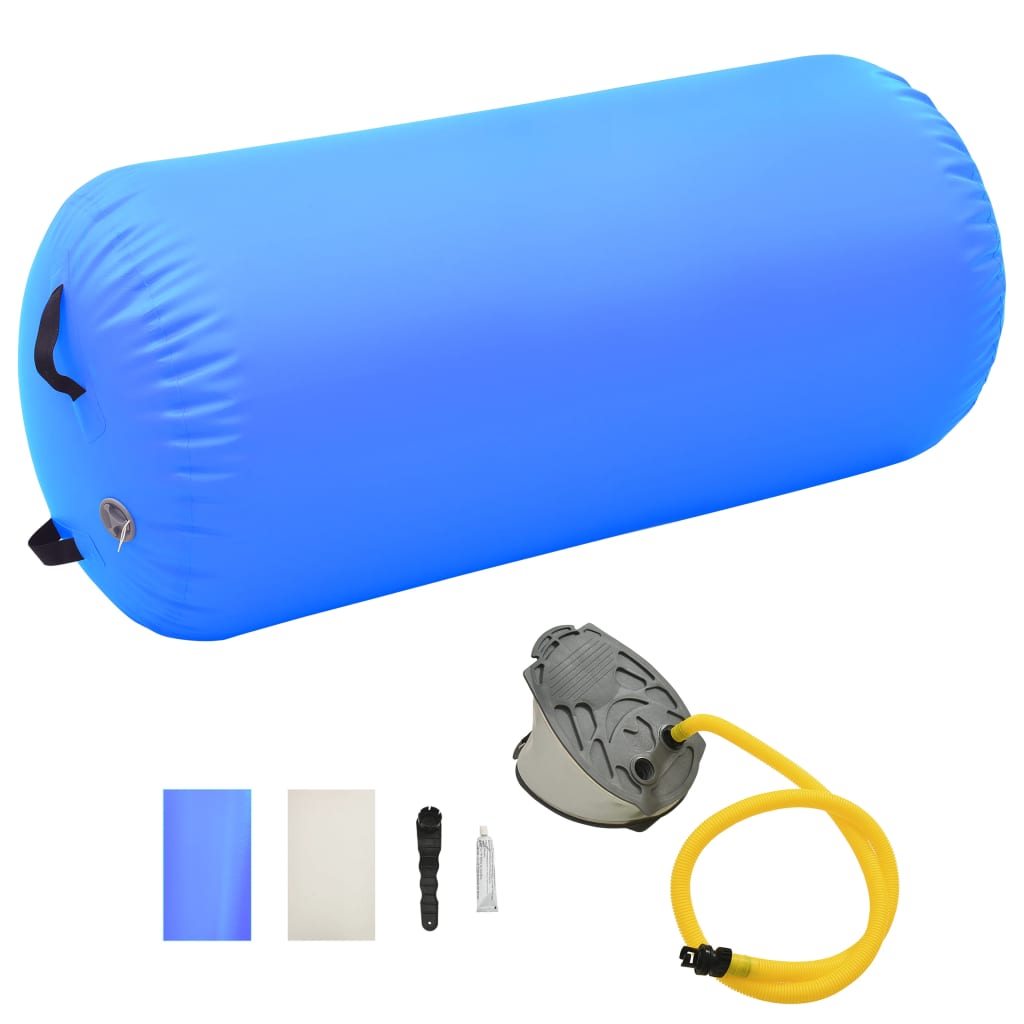 Napihljiv gimnastični valj s tlačilko 120×90 cm PVC moder