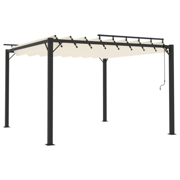 Paviljon z rešetkasto streho 3x3 m krem blago in aluminij - Image 2