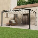 Paviljon z rešetkasto streho 3x4 m krem blago in aluminij