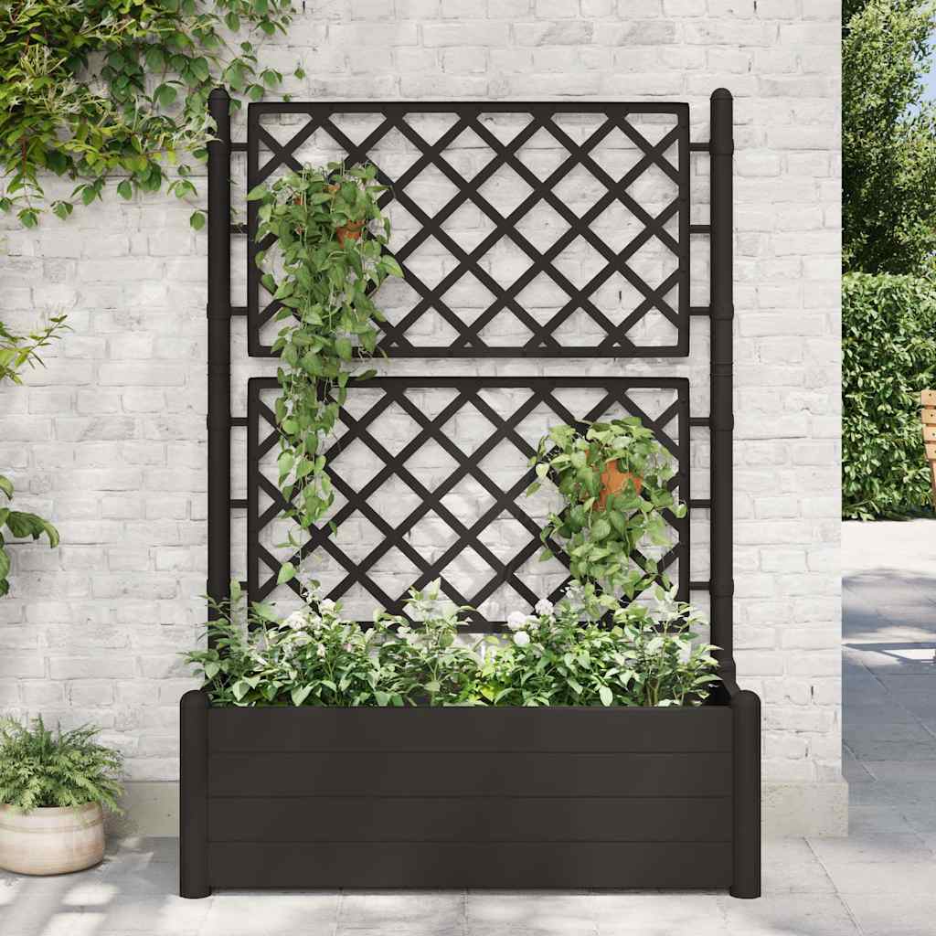 Vrtno cvetlično korito z oporno mrežo 100x43x142 cm PP antracit