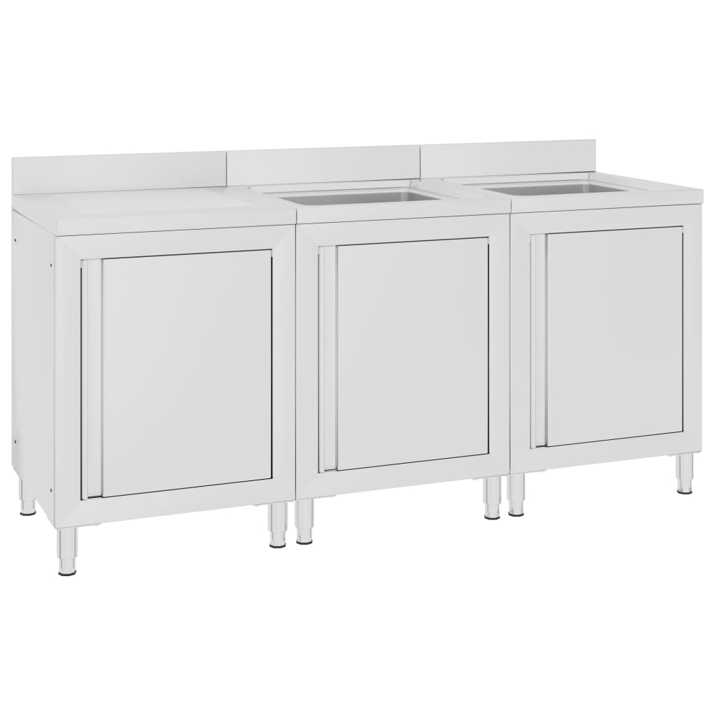 Kuhinjska omarica za umivalnik 180x60x96 cm nerjaveče jeklo