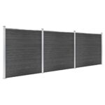 Komplet ograjnih panelov WPC 526x186 cm črn - Image 2