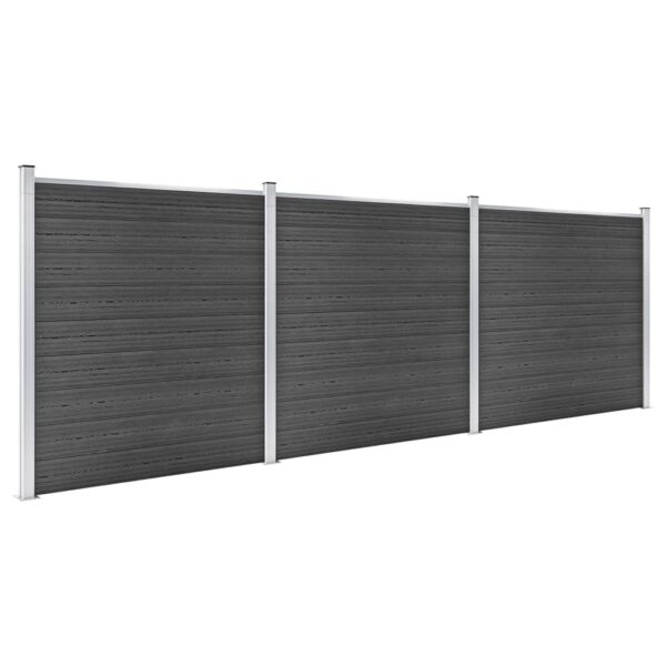 Komplet ograjnih panelov WPC 526x186 cm črn - Image 2