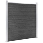 Komplet ograjnih panelov WPC 526x186 cm črn - Image 3