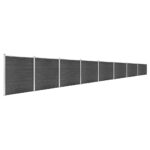 Komplet ograjnih panelov WPC 1391x186 cm črn - Image 2