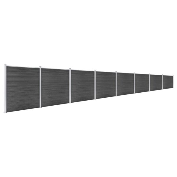 Komplet ograjnih panelov WPC 1391x186 cm črn - Image 2