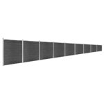 Komplet ograjnih panelov WPC 1564x186 cm črn - Image 2