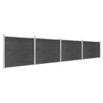 Komplet ograjnih panelov WPC 699x146 cm siv - Image 2