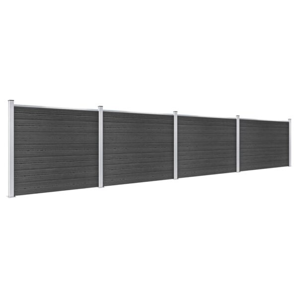 Komplet ograjnih panelov WPC 699x146 cm siv - Image 2