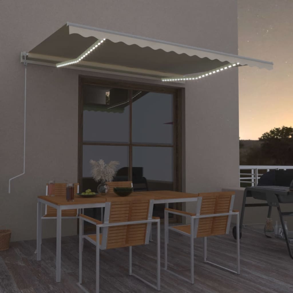 Avtomatska tenda LED + senzor 450×300 cm krem