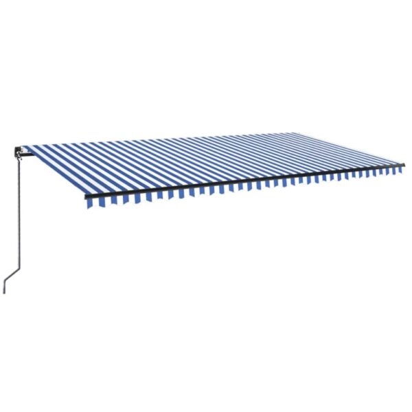 Ročno zložljiva tenda z LED lučmi 600x350 cm modra in bela - Image 2