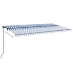 Ročno zložljiva tenda z LED lučmi 600x350 cm modra in bela - Image 3
