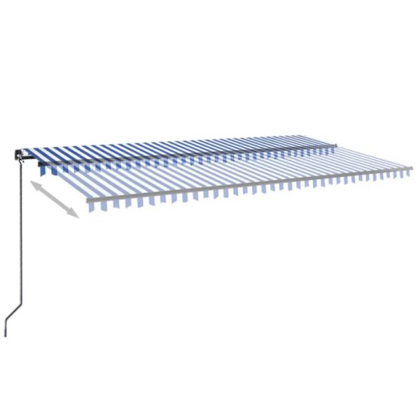 Ročno zložljiva tenda z LED lučmi 600x350 cm modra in bela - Image 3