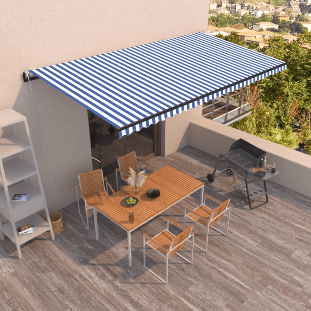 Avtomatska tenda 600×350 cm modra in bela