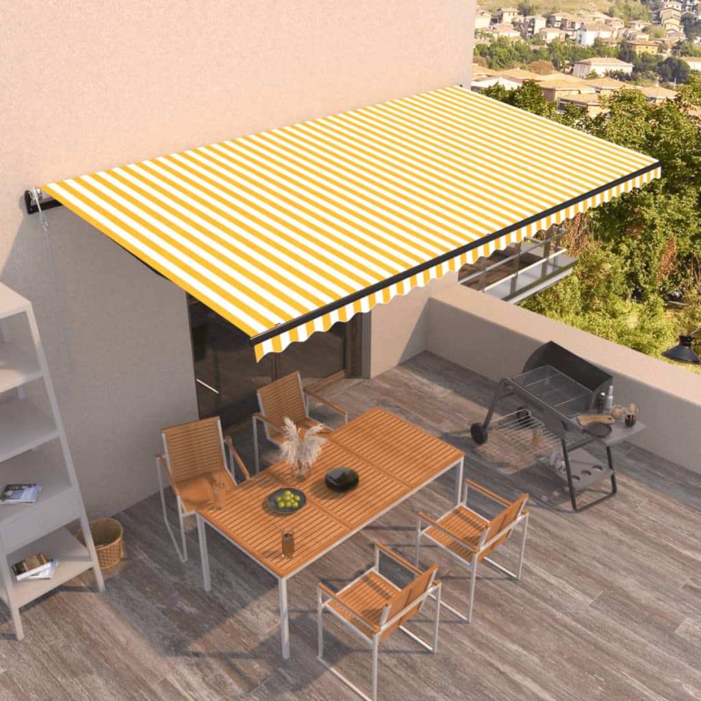 Avtomatsko zložljiva tenda 600×350 cm rumena in bela