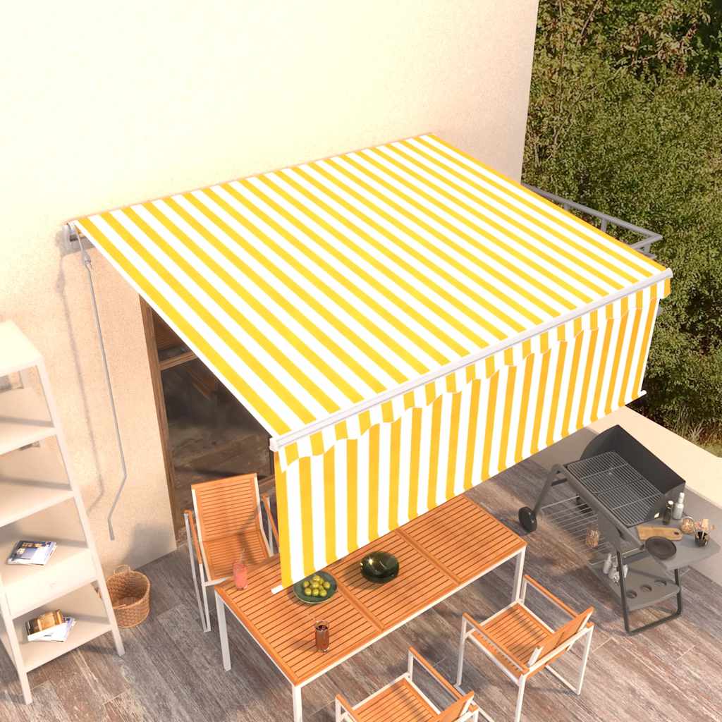 Avtomatsko zložljiva tenda s senčilom 4×3 m rumena in bela