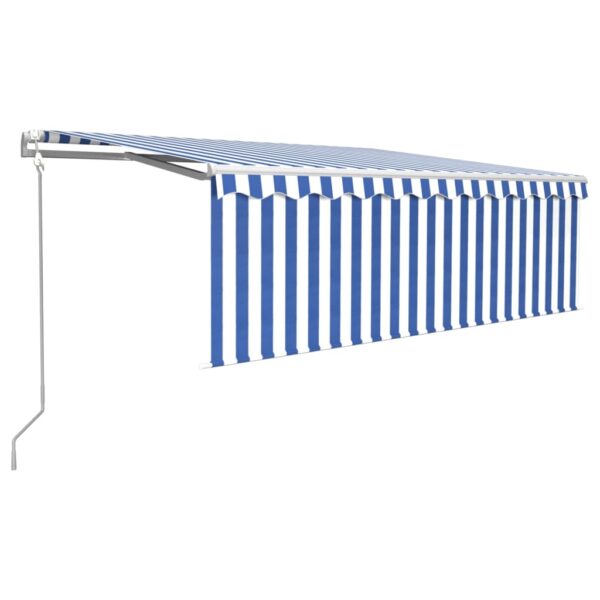 Avtomatska tenda s senčilom LED + senzor 4x3 m modra in bela - Image 2