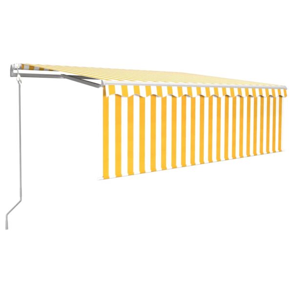 Avtomatska tenda s senčilom LED + senzor 4x3 m rumena in bela - Image 2