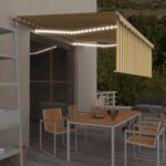 Avtomatska tenda s senčilom LED + senzor 4x3 m rumena in bela