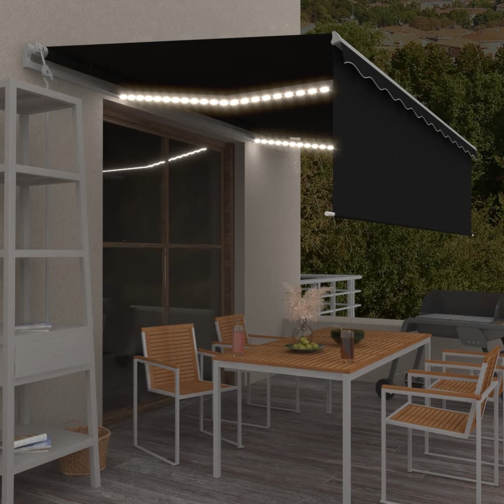 Avtomatska tenda s senčilom LED + senzor 5×3 m antracitna