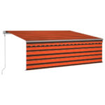 Avtomatska tenda s senčilom LED + senzor 4,5x3 m oranžna/rjava - Image 2