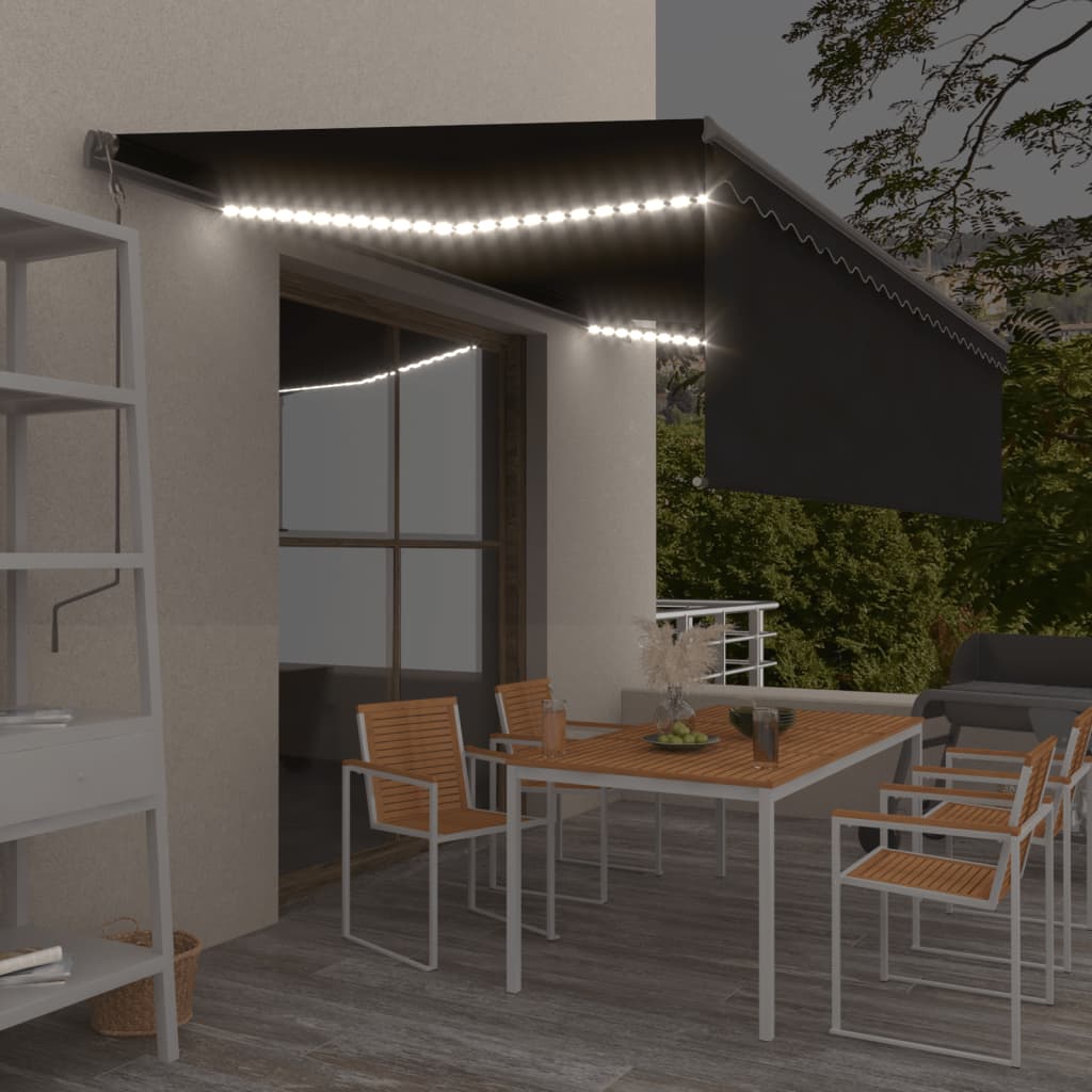 Avtomatska tenda s senčilom LED + senzor 5×3 m antracitna